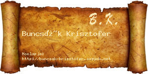 Buncsák Krisztofer névjegykártya